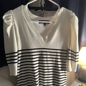 Rachel Roy White/Black Stripe Puff Sleeve Sweater, Size XS, New without tags